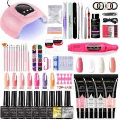 Gellak Starterpack – Gellak – Gelnagel Set – UV Lamp – LED – Manicure Set – Nail Art - Nagellamp – Nagelboor – Nageldroger – Nagellak – Incl. 100 Nageltips & Lijm – 20 Kleuren Gel Polish – L-ZH159-1