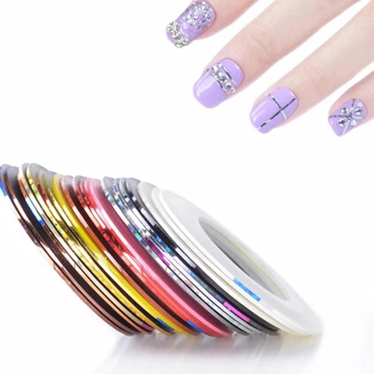 10 Rolletjes Striper 1mm Nail Art Striping Tape / Sparkolia Decoratie Sticker Nagel / Multicolor Gemengde Kleuren 10 10 Rolletjes Striper 1mm Nail Art Striping Tape / Sparkolia Decoratie Sticker Nagel / Multicolor Gemengde Kleuren - Image 8