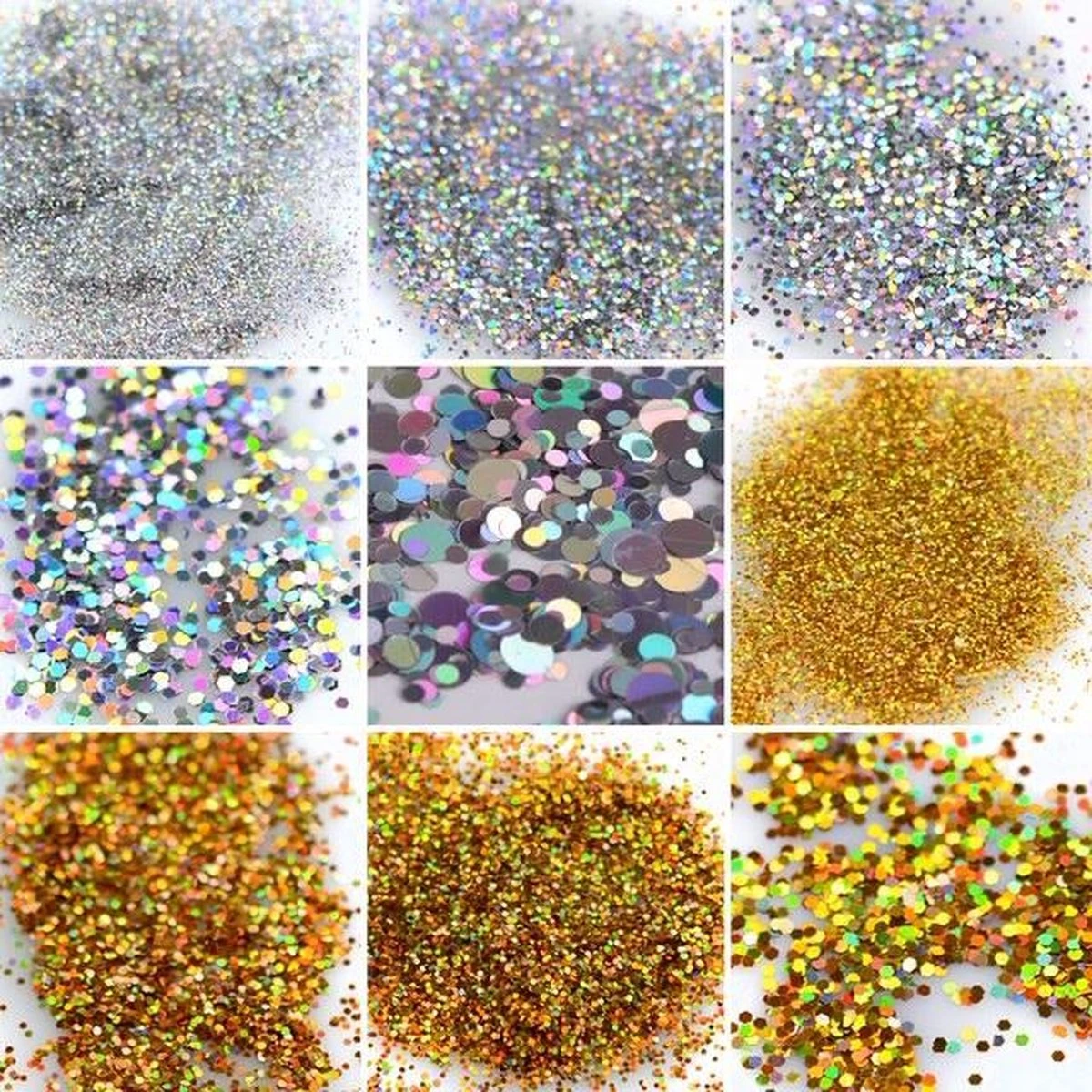 Glitter Poeder Nail Art Set - 12 Stuks - Goud / Zilver / Brons - Nagel Decoratie Strass 5 Glitter Poeder Nail Art Set - 12 Stuks - Goud / Zilver / Brons - Nagel Decoratie Strass - Image 3