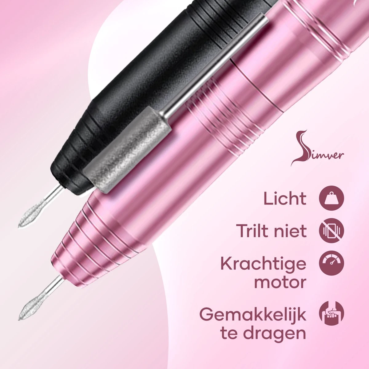 Simver Elektrische Nagelfrees - 11 Nagelvijl Bitjes En 56 Schuurrolletjes - Manicure / Pedicure - Roze - Cadeautip - Kerstcadeau 7 Simver Elektrische Nagelfrees - 11 Nagelvijl Bitjes En 56 Schuurrolletjes - Manicure / Pedicure - Roze - Cadeautip - Kerstcadeau - Image 5