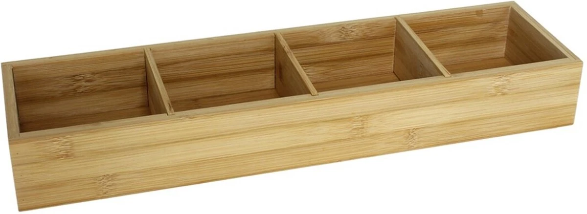 Gerim - Make-up Sorteer Organizer 4-vaks Bakje 44 X 10 X 6 Cm Bamboe 5 Gerim - Make-up Sorteer Organizer 4-vaks Bakje 44 X 10 X 6 Cm Bamboe - Image 3
