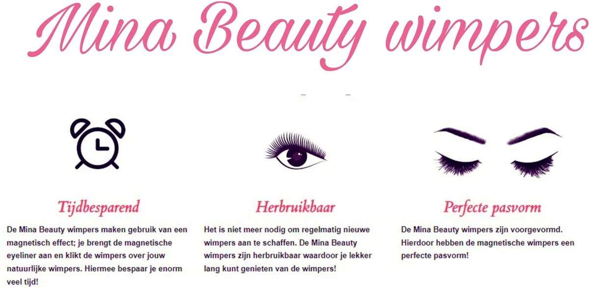Mina Beauty Magnetische Wimpers – Magnetic Lashes - Wimperset (10 Stuks) Met 2 Magnetische Eyeliners En Een Applicator 11 Mina Beauty Magnetische Wimpers – Magnetic Lashes - Wimperset (10 Stuks) Met 2 Magnetische Eyeliners En Een Applicator - Image 9