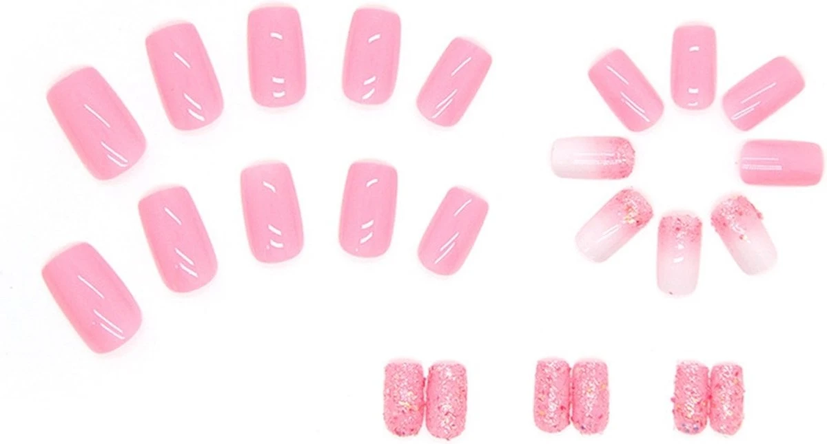 Merkloos Press On Nails - Nep Nagels - Roze Glitter - Squared Oval - Manicure - Plak Nagels - Kunstnagels Nailart – Zelfklevend 4 Merkloos Press On Nails - Nep Nagels - Roze Glitter - Squared Oval - Manicure - Plak Nagels - Kunstnagels Nailart – Zelfklevend - Image 2