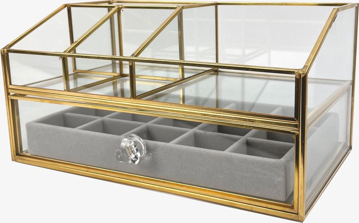 Make Up Organizer Stella | Goud| Cosmetica Organizer|sieraden Organizer | Make Up Organizer | Beautybox | Vitrine Boxje | Glazen Box |Makeup Organizer |Beauty Organizer | Makeupbox |Organizer | Storage Box |Make-uporganizer| Opbergdoos | Sieradendoos 6 Make Up Organizer Stella | Goud| Cosmetica Organizer|sieraden Organizer | Make Up Organizer | Beautybox | Vitrine Boxje | Glazen Box |Makeup Organizer |Beauty Organizer | Makeupbox |Organizer | Storage Box |Make-uporganizer| Opbergdoos | Sieradendoos - Image 4