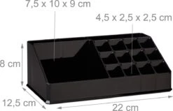 Relaxdays Cosmetica Organizer - Cosmeticahouder - Make Up Toren - Doorzichtig - 16 Vakken - Zwart -Modecosmetica Winkel 1200x774 2