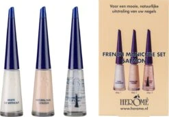 Herome French Manicure Set Salmon - Complete Set In 3 Stappen Een French Manicure - Met Een Salmon Kleurlak, Een Witte Nagellak Voor De Nagelranden En Een Top Coat - 3x10ml.