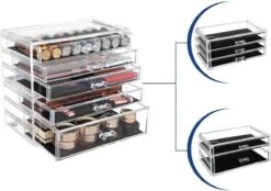 SONGMICS Make-up Organiser, 2-delige Opbergdozen Voor Sieraden En Cosmetica, Stapelbaar, Met 5 Laden, Transparant Polystyreen JMU32TP 10 SONGMICS Make-up Organiser, 2-delige Opbergdozen Voor Sieraden En Cosmetica, Stapelbaar, Met 5 Laden, Transparant Polystyreen JMU32TP -Modecosmetica Winkel 1200x846