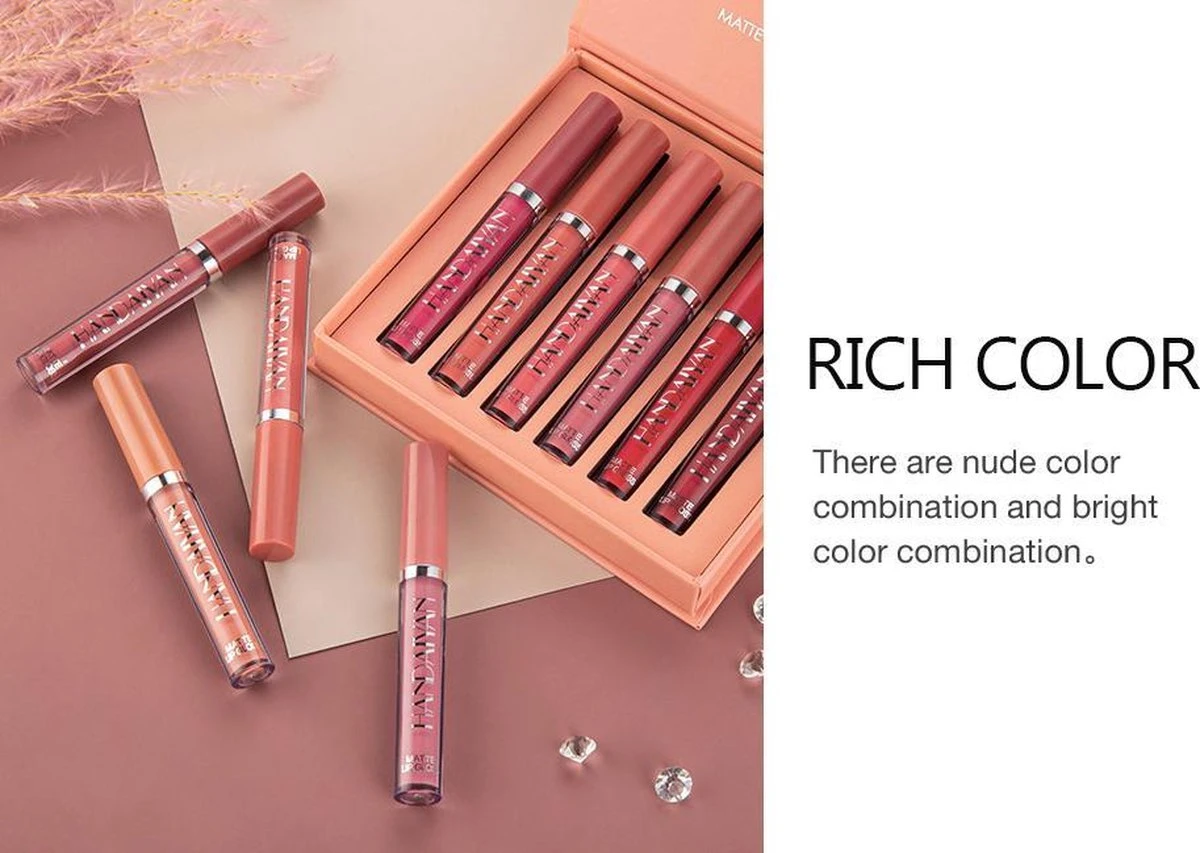 HANDAIYAN® | Liquid Lipsticks | Set Van 6 | Matte Lippenstift | Vloeibare Lippenstift | Waterproof | Make Up Set | Geschenkset | Giftset | Lipstick | Lippenstift | Lipgloss | Lip Gloss 5 HANDAIYAN® | Liquid Lipsticks | Set Van 6 | Matte Lippenstift | Vloeibare Lippenstift | Waterproof | Make Up Set | Geschenkset | Giftset | Lipstick | Lippenstift | Lipgloss | Lip Gloss - Image 3