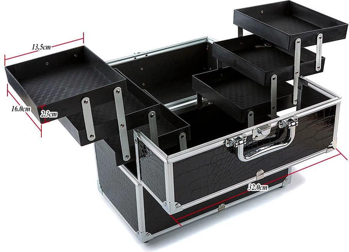 Confibel Make Up Koffer - Uitklapbaar - 5 Opbergbakken - Met Slot 15 Confibel Make Up Koffer - Uitklapbaar - 5 Opbergbakken - Met Slot - Image 13