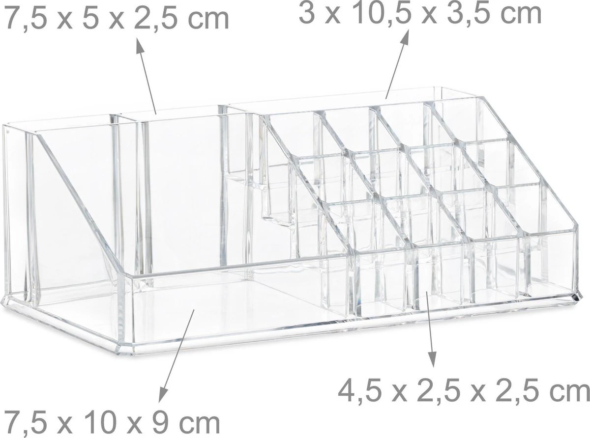 Relaxdays Make-up Organizer - Tweedelig - Cosmetica Opbergdoos - Transparant 11 Relaxdays Make-up Organizer - Tweedelig - Cosmetica Opbergdoos - Transparant - Image 9