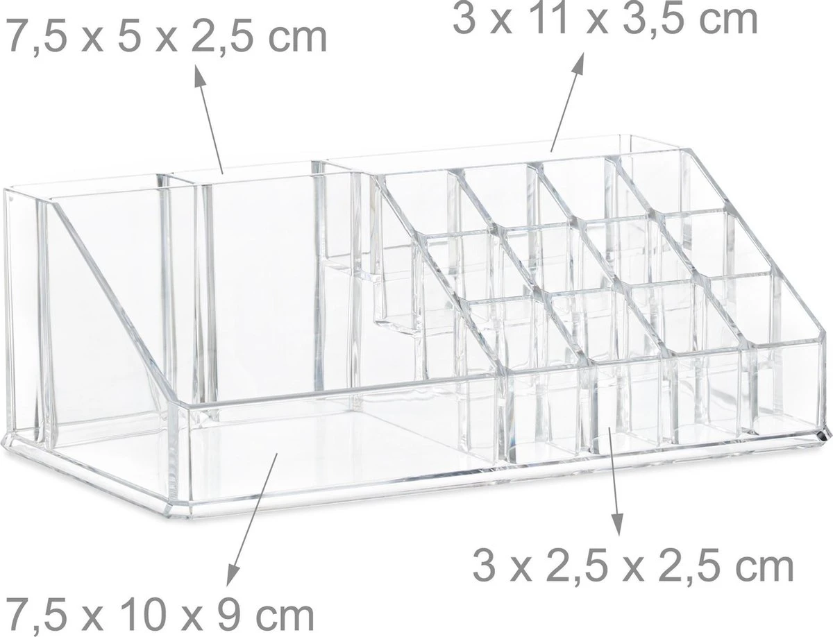 Relaxdays Make-up Organizer - Tweedelig - Cosmetica Opbergdoos - Transparant 12 Relaxdays Make-up Organizer - Tweedelig - Cosmetica Opbergdoos - Transparant - Image 10
