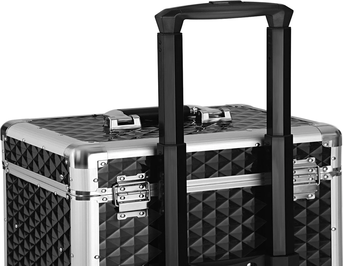 Songmics Kapperskoffer - Cosmetica Trolley - Cosmetica Koffer - Make-up Koffer - Visagie Koffer - Make Up Trolley - Op Wielen - Zwart 6 Songmics Kapperskoffer - Cosmetica Trolley - Cosmetica Koffer - Make-up Koffer - Visagie Koffer - Make Up Trolley - Op Wielen - Zwart - Image 4