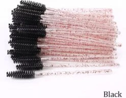 Wegwerp Wimper En Wenkbrauw Borsteltjes - Mascara Borsteltjes - Zwart Glitter - 25 Stuks