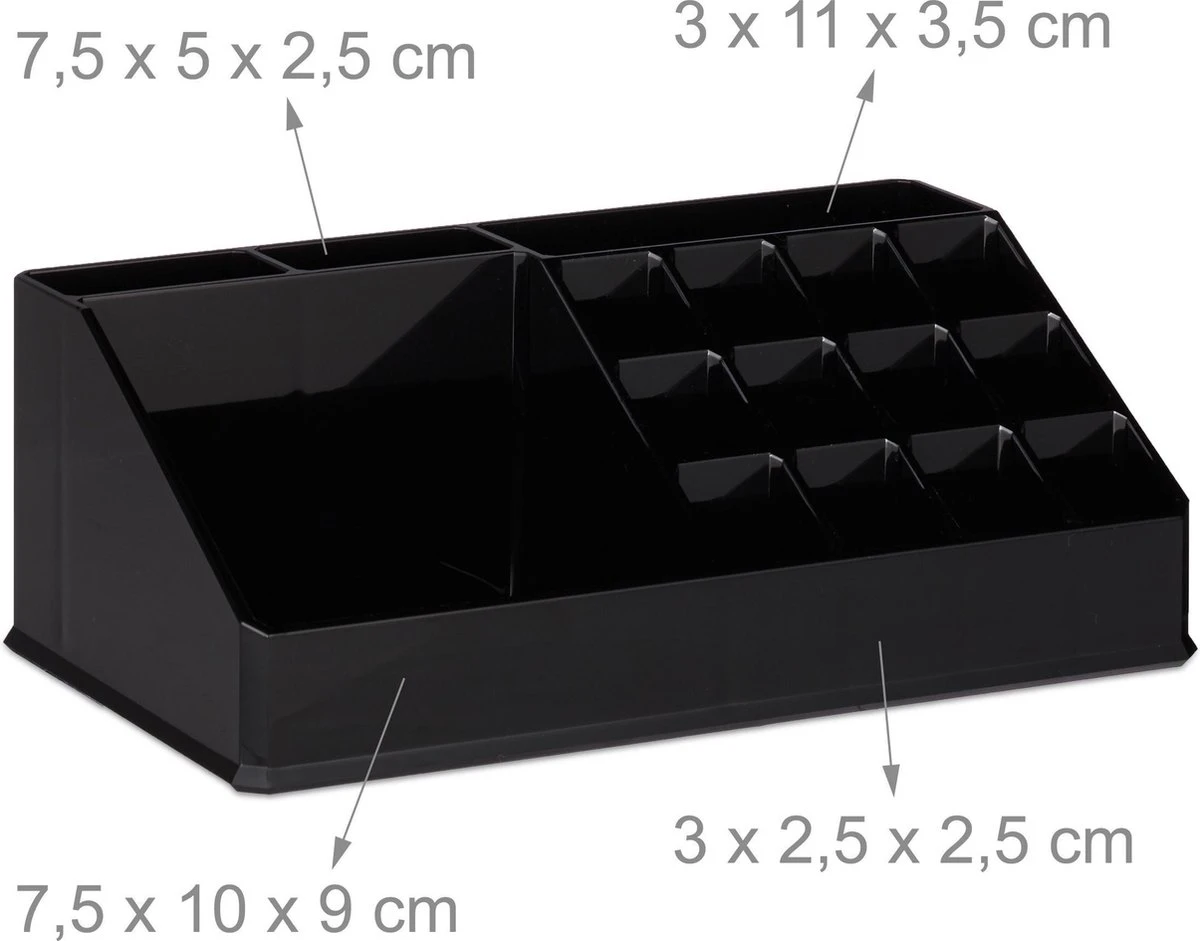 Relaxdays Make-up Organizer - Tweedelig - Cosmetica Opbergdoos + Lippenstift Houder - Zwart 11 Relaxdays Make-up Organizer - Tweedelig - Cosmetica Opbergdoos + Lippenstift Houder - Zwart - Image 9