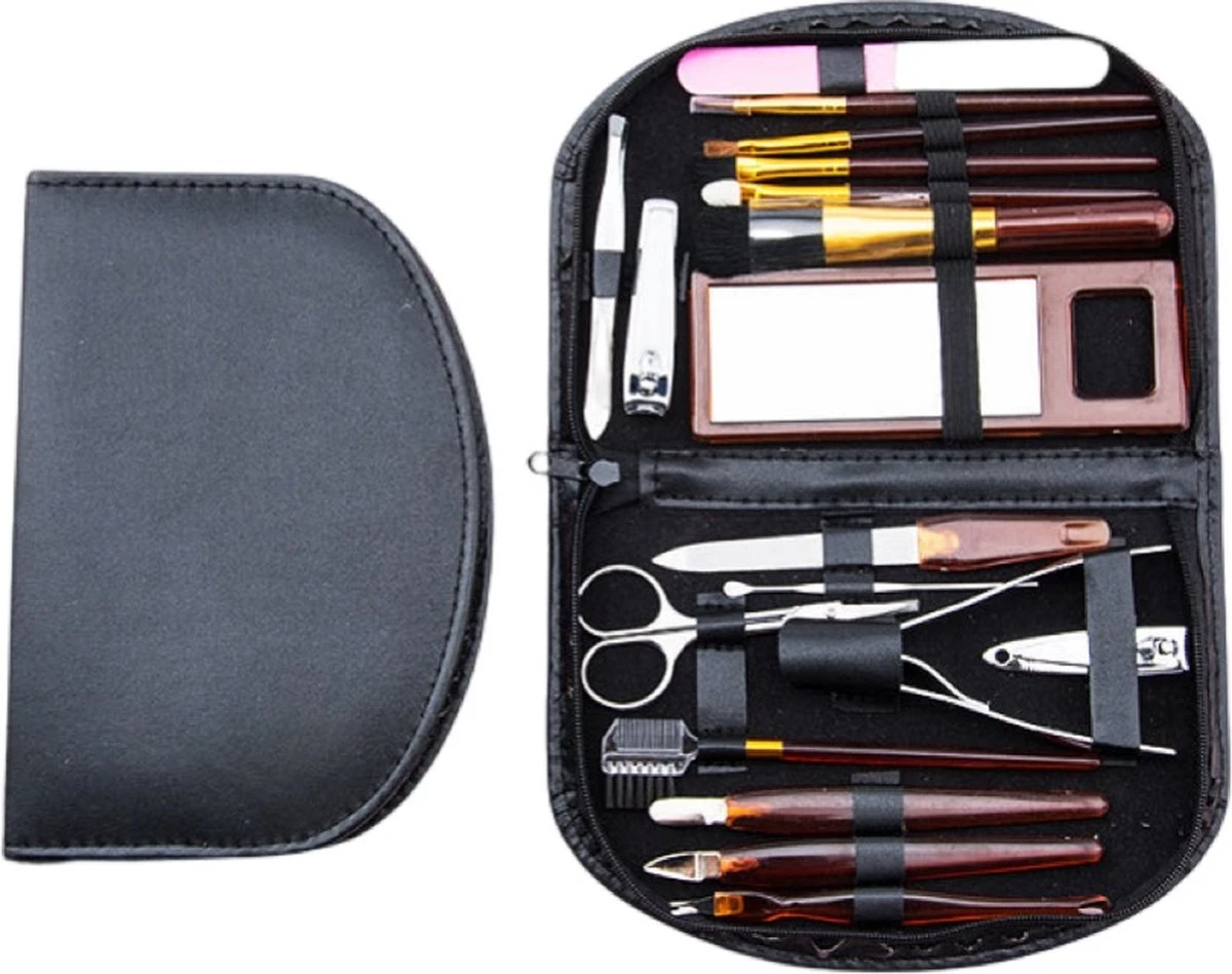 Manicure Set - 18 Stuk(s) - Make Up Set - Nagelschaar - Nagelvijl - Brush - Kerstcadeau 3 Manicure Set - 18 Stuk(s) - Make Up Set - Nagelschaar - Nagelvijl - Brush - Kerstcadeau
