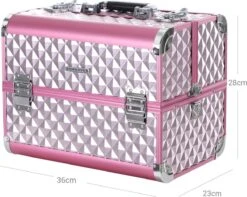Homeza® Cosmetica Koffer - Make-up Doos - Visagie Koffer - Roze-Zilver -Modecosmetica Winkel 1200x958 5
