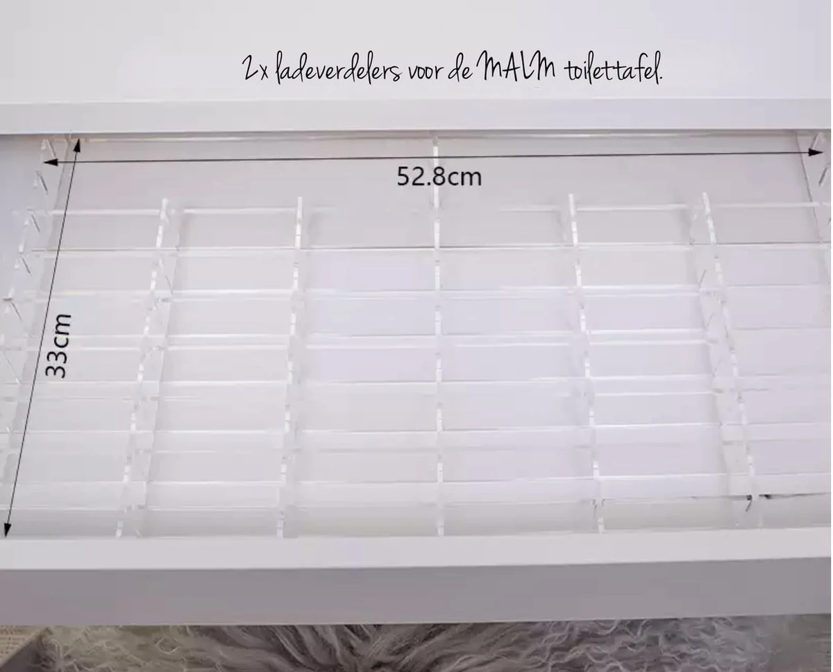 Jumanah® Collections "Sorted" MALM - Toilettafel -Volledige Lade - Make Up Organizer - Ladeverdeler - Lade Organizer - Transparant - Acryl - Kunststof 9 Jumanah® Collections "Sorted" MALM - Toilettafel -Volledige Lade - Make Up Organizer - Ladeverdeler - Lade Organizer - Transparant - Acryl - Kunststof - Image 7
