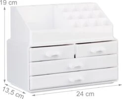 A&K 2in1 Make-up Organizer - 4 Lades Cosmetica Opbergdoos - Kaptafel - Wit -Modecosmetica Winkel 1200x975 3