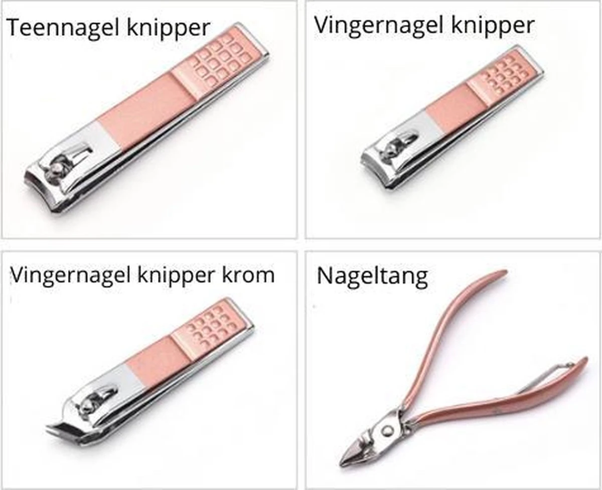 Professionele 16-in-1 Manicure / Pedicure Set In Rose Gold In Luxe Opbergdoosje | Nagelgarnituur 16 Stuks Roségoud / Goud | Nagelknipper Nageltang Ingegroeide Teennagel Manicureset Pedicureset | Nagelschaar Nagelschaartje Nageltang Nagelknipper 6 Professionele 16-in-1 Manicure / Pedicure Set In Rose Gold In Luxe Opbergdoosje | Nagelgarnituur 16 Stuks Roségoud / Goud | Nagelknipper Nageltang Ingegroeide Teennagel Manicureset Pedicureset | Nagelschaar Nagelschaartje Nageltang Nagelknipper - Image 4