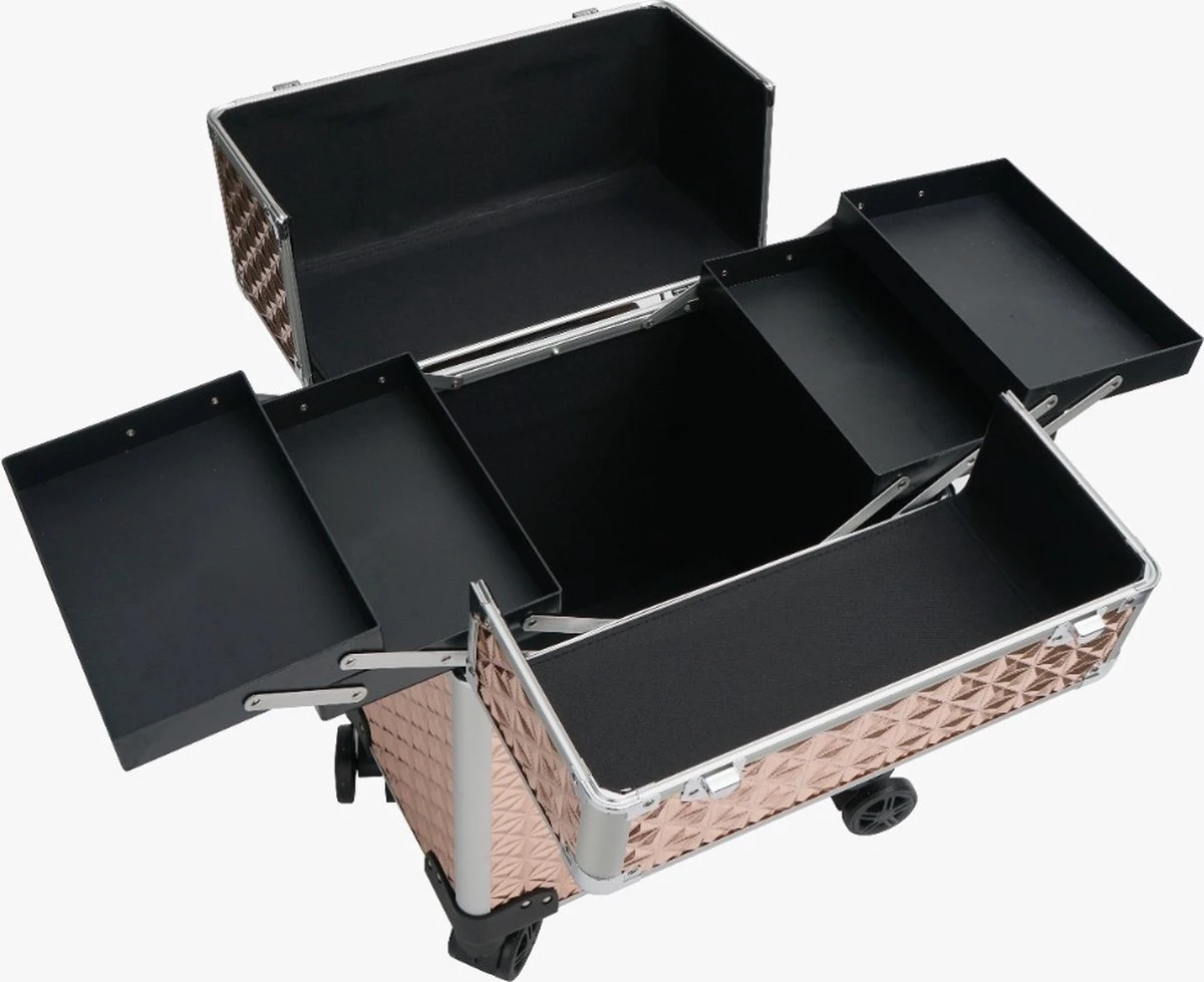 Koffer Gouden Kleur | Beautycase / Beautykoffer / Trolley Van Aluminium - 8 Wielen - Kapper Koffer - Tattoo Koffer - Nagel Koffer - Make-up Koffer 6 Koffer Gouden Kleur | Beautycase / Beautykoffer / Trolley Van Aluminium - 8 Wielen - Kapper Koffer - Tattoo Koffer - Nagel Koffer - Make-up Koffer - Image 4