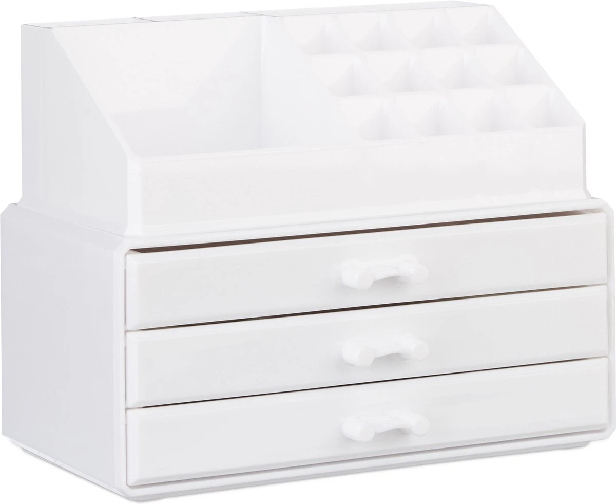 Relaxdays Make-up Organizer Klein - Stapelbaar - Sieradendoosje - Cosmetica - Opbergbox - Wit 19 Relaxdays Make-up Organizer Klein - Stapelbaar - Sieradendoosje - Cosmetica - Opbergbox - Wit - Image 17