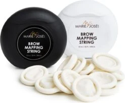 Marie-José & Co Brow Mapping String Set - Zwart & Witte Draad + 10 Vingerbeschermers - Perfect Wenkbrauwen Aftekenen Met Voorgekleurde Draad - Alternatief Voor Wenkbrauwsjablonen