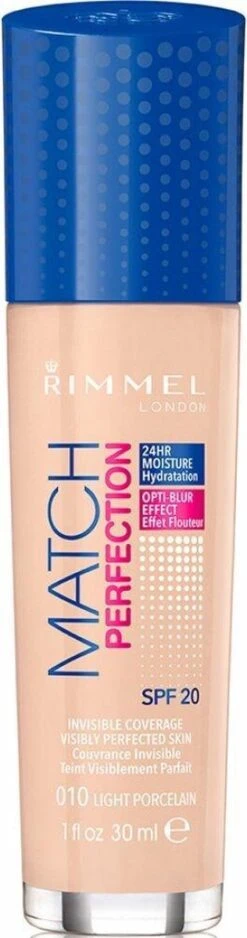 Rimmel London Match Perfection SPF20 Foundation - 010 Light Porcelain 25 Rimmel London Match Perfection SPF20 Foundation - 010 Light Porcelain -Modecosmetica Winkel 316x1200