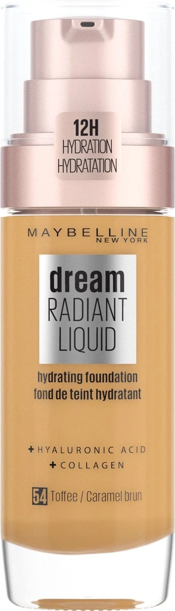 Maybelline Dream Radiant Liquid - 054 Toffee - Foundation Geschikt Voor De Droge Huid Met Hyaluronzuur - 30 Ml 3 Maybelline Dream Radiant Liquid - 054 Toffee - Foundation Geschikt Voor De Droge Huid Met Hyaluronzuur - 30 Ml