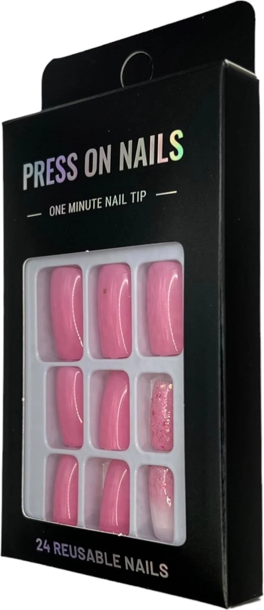 Merkloos Press On Nails - Nep Nagels - Roze Glitter - Squared Oval - Manicure - Plak Nagels - Kunstnagels Nailart – Zelfklevend 8 Merkloos Press On Nails - Nep Nagels - Roze Glitter - Squared Oval - Manicure - Plak Nagels - Kunstnagels Nailart – Zelfklevend - Image 6