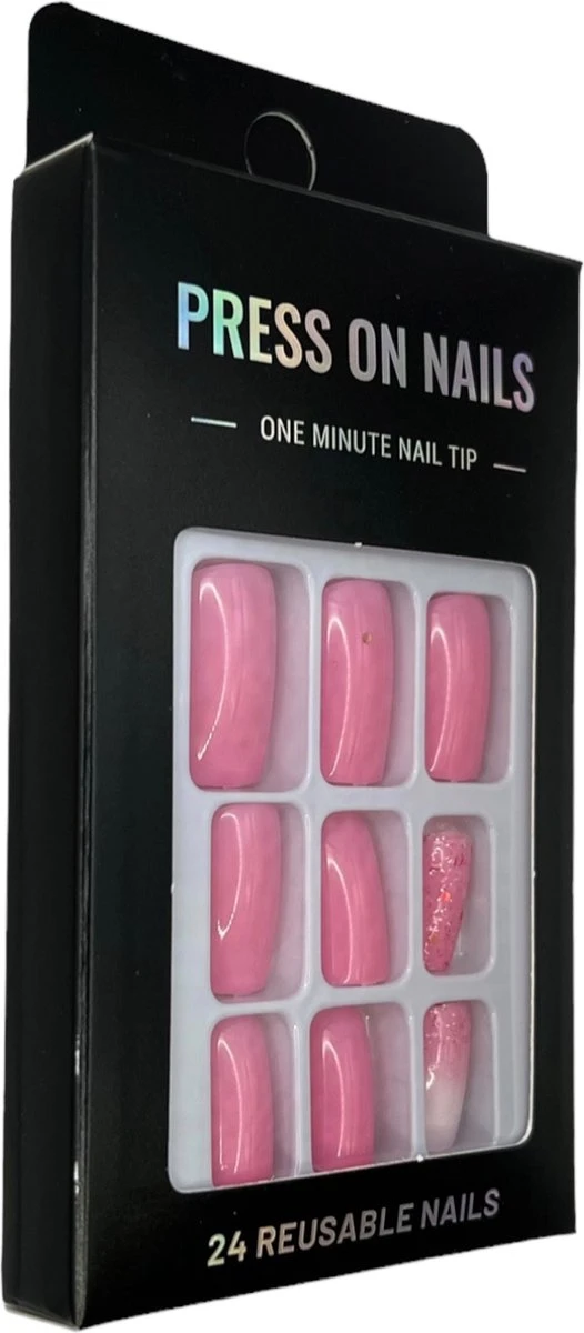 Merkloos Press On Nails - Nep Nagels - Roze Glitter - Squared Oval - Manicure - Plak Nagels - Kunstnagels Nailart – Zelfklevend 7 Merkloos Press On Nails - Nep Nagels - Roze Glitter - Squared Oval - Manicure - Plak Nagels - Kunstnagels Nailart – Zelfklevend - Image 5