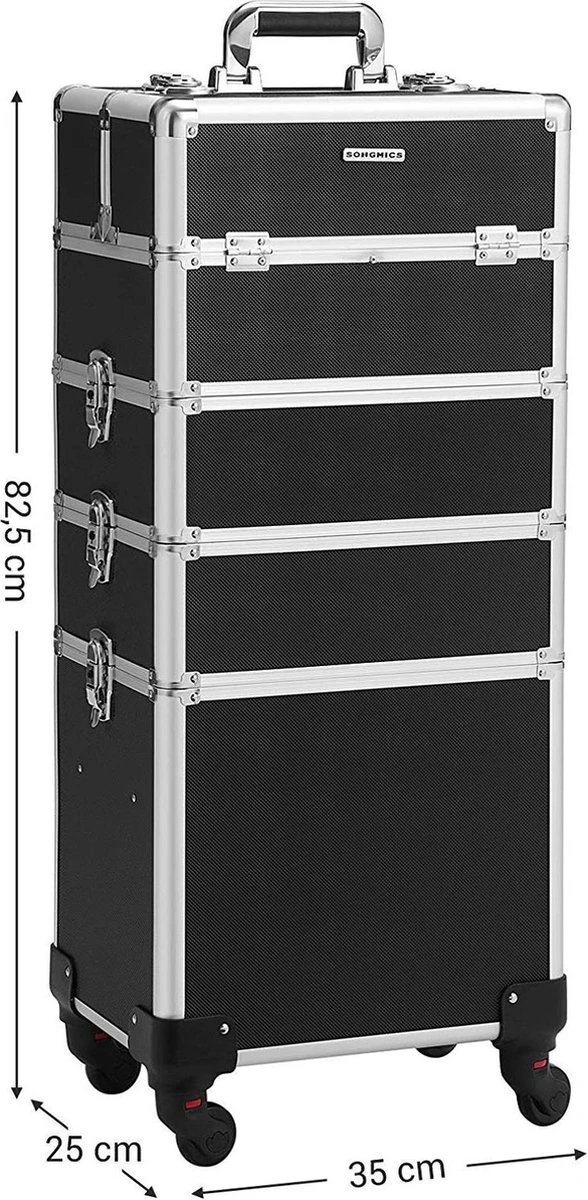 XXL PRO Visagie Beauty Case Koffer Trolley - Nagelkoffer Op Wielen Voor Makeup Of Cosmetica - Grote Uitklapbare Opbergsysteem Nagel Styliste Kapster - Zwart 11 XXL PRO Visagie Beauty Case Koffer Trolley - Nagelkoffer Op Wielen Voor Makeup Of Cosmetica - Grote Uitklapbare Opbergsysteem Nagel Styliste Kapster - Zwart - Image 9