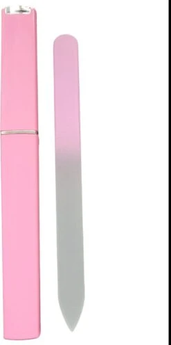 Glazen Nagelvijl Licht Roze- 1 Stuk - Glasvijl Met Opbergdoosje - Manicure – ODaani