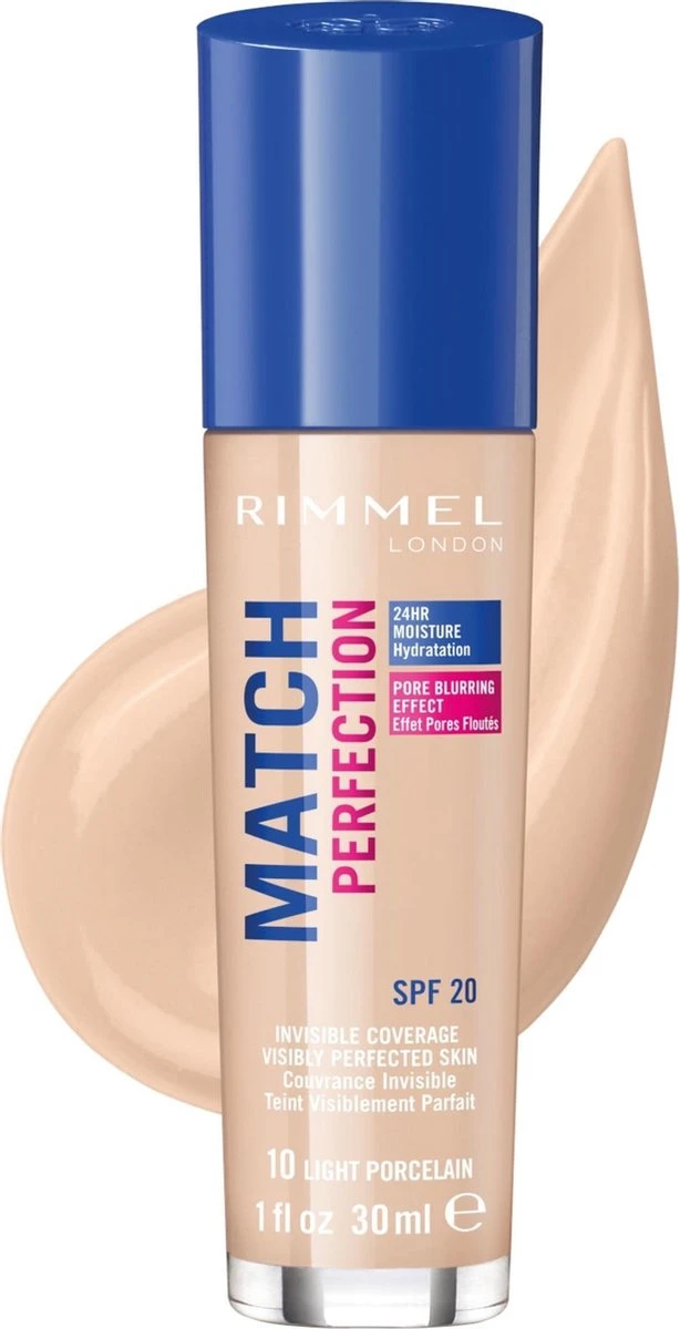 Rimmel London Match Perfection SPF20 Foundation - 010 Light Porcelain 14 Rimmel London Match Perfection SPF20 Foundation - 010 Light Porcelain - Image 12