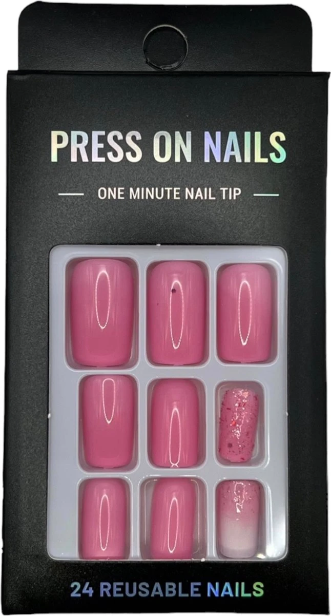 Merkloos Press On Nails - Nep Nagels - Roze Glitter - Squared Oval - Manicure - Plak Nagels - Kunstnagels Nailart – Zelfklevend 5 Merkloos Press On Nails - Nep Nagels - Roze Glitter - Squared Oval - Manicure - Plak Nagels - Kunstnagels Nailart – Zelfklevend - Image 3