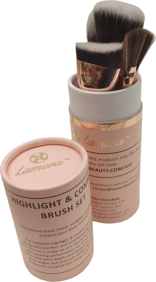 Lamora Make-up Kwasten Set - Contour - Lamora Proffecioneel - 5 Delig Kwasten In Luxe Koker 5 Lamora Make-up Kwasten Set - Contour - Lamora Proffecioneel - 5 Delig Kwasten In Luxe Koker - Image 3