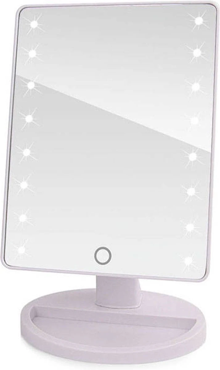 Verlichte Make-up Spiegel 180° Draaibaar 16 Ingebouwde LED Lampjes - Wit 4 Verlichte Make-up Spiegel 180° Draaibaar 16 Ingebouwde LED Lampjes - Wit - Image 2