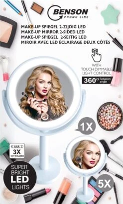 Benson Make Up Spiegel Met LED Ring - Cosmetische Spiegels Met Touch Dimmer - 2 Zijde 11 Benson Make Up Spiegel Met LED Ring - Cosmetische Spiegels Met Touch Dimmer - 2 Zijde -Modecosmetica Winkel 721x1200 7