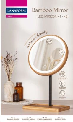 Lanaform - Bamboo Mirror - Oplaadbare Staande Spiegel ×1 · ×3 - Elegant Design Van Bamboe Met Zwarte Poedercoatingafwerking - Ledlampen Met Lange Levensduur -Modecosmetica Winkel 724x1200 8