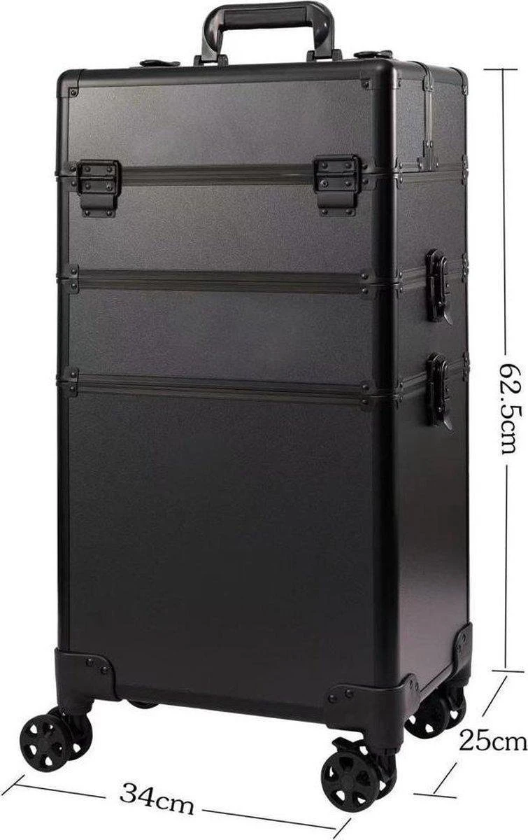 Beautycase / Beautykoffer / Trolley Voor Opbergen Van Uw Persoonlijke Verzorgingsproducten In 3 In 1 Van Aluminium - Bekleed Zwart Fluweel - 8wielen - Kapper - Tattoo - Nagel - Visagie - Make-up - Cosmetica - Schmink - Beauty Case / Beauty Koffer 6 Beautycase / Beautykoffer / Trolley Voor Opbergen Van Uw Persoonlijke Verzorgingsproducten In 3 In 1 Van Aluminium - Bekleed Zwart Fluweel - 8wielen - Kapper - Tattoo - Nagel - Visagie - Make-up - Cosmetica - Schmink - Beauty Case / Beauty Koffer - Image 4
