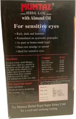 GoodUse Export Mumtaz Herbal Kajal Stick 1 Stuks - Zwarte Eyeliner - Kajal Oogpotlood Zwart - Make Up - Kohl Kajal - Gevoelige Ogen - Amandelolie - Natuurlijk -Modecosmetica Winkel 772x1200 3