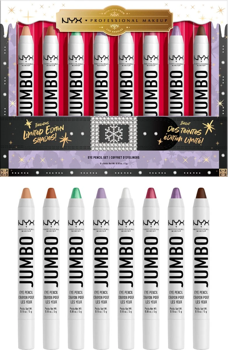 NYX Professional Makeup - Holidays 2022 Mrs Claus - Jumbo Eye Vault - 8 Jumbo Eye Pencils 5 NYX Professional Makeup - Holidays 2022 Mrs Claus - Jumbo Eye Vault - 8 Jumbo Eye Pencils - Image 3