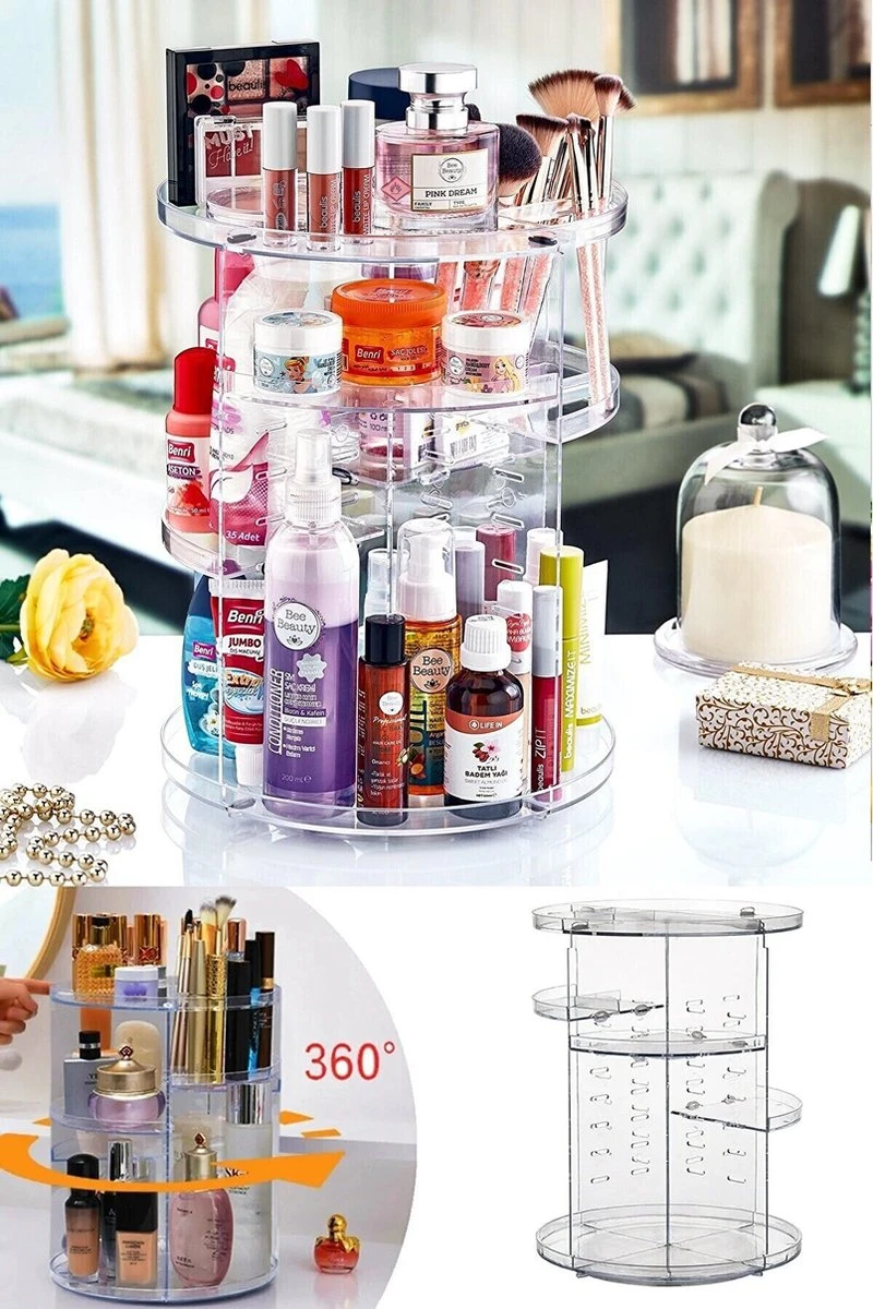 Make Up Organizer - 360 Graden Roterend - Beauty Voor Cosmetica - Opbergdoos Cosmetica - Make Up Organizer Transparant - Parfum Organizer 3 Make Up Organizer - 360 Graden Roterend - Beauty Voor Cosmetica - Opbergdoos Cosmetica - Make Up Organizer Transparant - Parfum Organizer