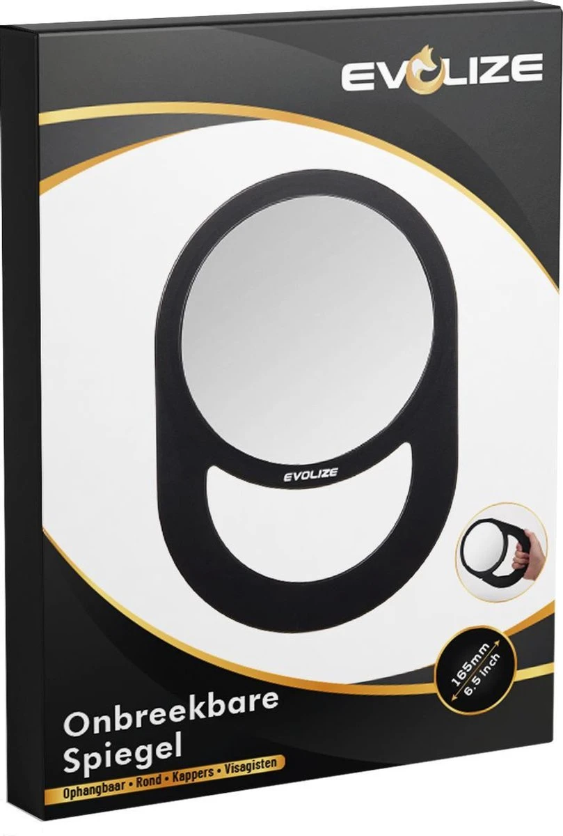 Evolize Onbreekbare Spiegel Met Handvat - Ø 16,5 Cm - Ophangbaar - Rond - Handspiegel - Kappersspiegel - Reisspiegel - Make Up - Afmeting: 28 X 19 Cm - Zwart 7 Evolize Onbreekbare Spiegel Met Handvat - Ø 16,5 Cm - Ophangbaar - Rond - Handspiegel - Kappersspiegel - Reisspiegel - Make Up - Afmeting: 28 X 19 Cm - Zwart - Image 5