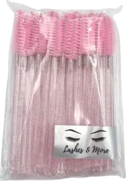 Wegwerp Wimper En Wenkbrauw Borsteltjes - Mascara Borsteltjes - Roze Glitter - 50 Stuks -Modecosmetica Winkel 840x1200 2