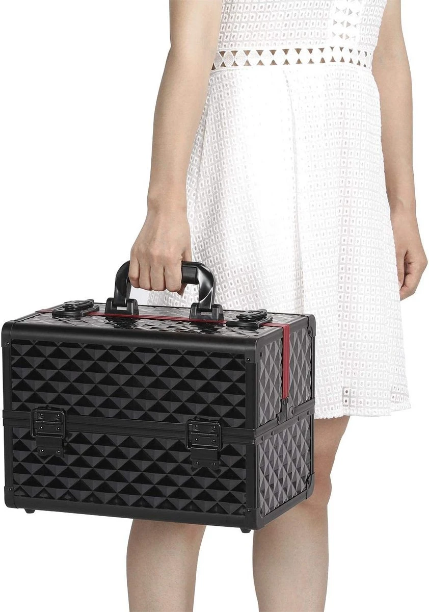 Make-upkoffer, Kapperskoffer, Cosmeticakoffer, Lege Nagelkoffer, Multikoffer, Afsluitbaar Voor Nageldesign/massageolie/fotoapparatuur, 34,7 X 22,2 X 25 Cm , Volledig Zwart HM-YAHEE-411233 7 Make-upkoffer, Kapperskoffer, Cosmeticakoffer, Lege Nagelkoffer, Multikoffer, Afsluitbaar Voor Nageldesign/massageolie/fotoapparatuur, 34,7 X 22,2 X 25 Cm , Volledig Zwart HM-YAHEE-411233 - Image 5