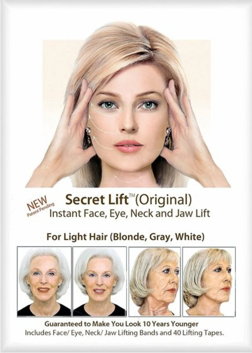 Face Lift Tape - Licht Haar - Facelift Zonder Chirurgie - Instant Eyes, Face And Neck Lift - Blond/wit/licht Haar - 40 Stuks - Transparent 4 Face Lift Tape - Licht Haar - Facelift Zonder Chirurgie - Instant Eyes, Face And Neck Lift - Blond/wit/licht Haar - 40 Stuks - Transparent - Image 2