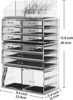 Make-up Cosmetische Organizer Opbergladen Display Dozen Case Met Laden (12D, Transparant) -Modecosmetica Winkel 879x1200 4