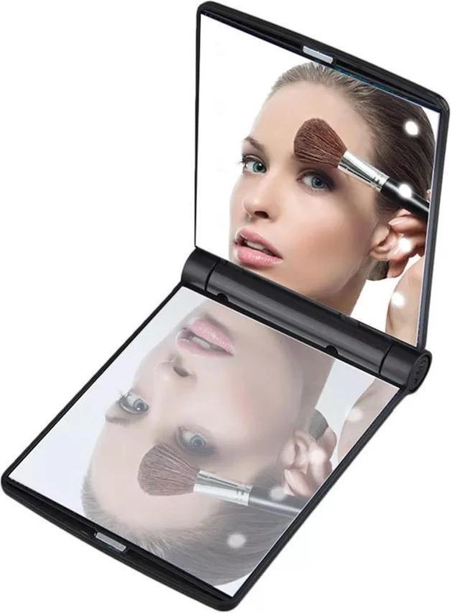 Compacte Make-up Spiegel- LED Mirror- Inklapbaar Met Verlichting- Draagbare Mini Make-up Spiegel 3 Compacte Make-up Spiegel- LED Mirror- Inklapbaar Met Verlichting- Draagbare Mini Make-up Spiegel