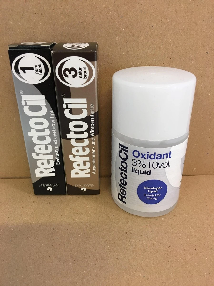 RefectoCil 2 Stuks Nr.1 Zwart + Nr.3 Natuurbruin + 100ml Oxidant 3 RefectoCil 2 Stuks Nr.1 Zwart + Nr.3 Natuurbruin + 100ml Oxidant