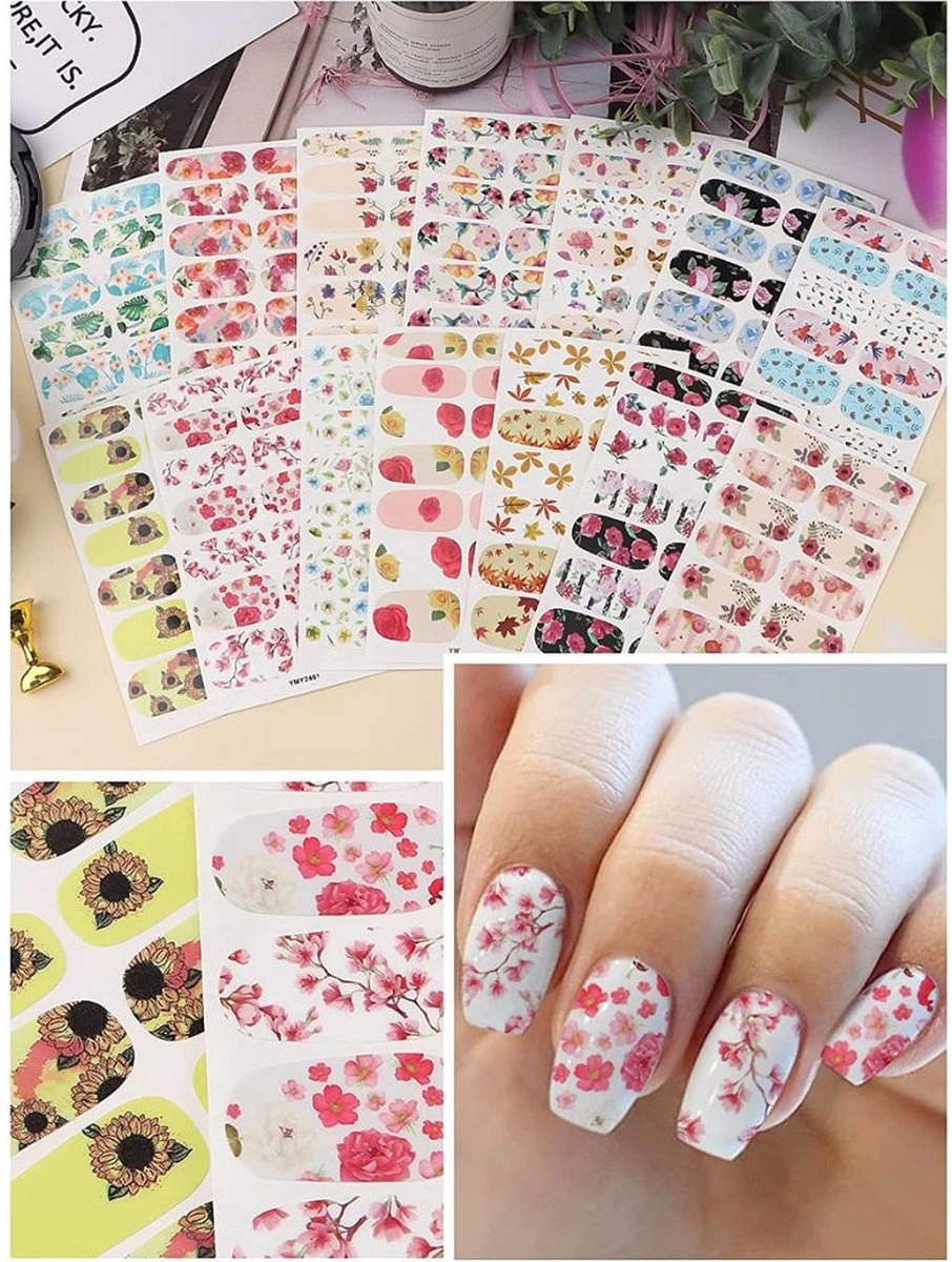 GUAPÀ® Nagelstickers & Nail Wraps - Nail Art - Nagel Folie - Diverse Kleuren Nail Wrap - 14 Vellen Nagelstickers | Bloemen Nagelstickers | Nagellak Folie 5 GUAPÀ® Nagelstickers & Nail Wraps - Nail Art - Nagel Folie - Diverse Kleuren Nail Wrap - 14 Vellen Nagelstickers | Bloemen Nagelstickers | Nagellak Folie - Image 3